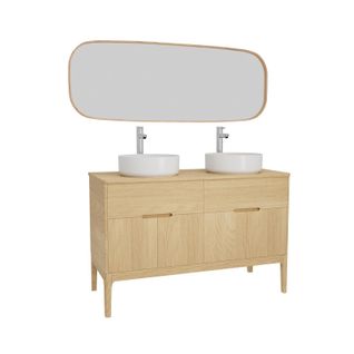 Ensemble Meuble Double Vasque Alaska 120cm + Vasque + Robinet + Miroir