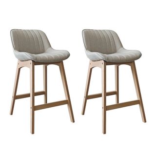 Lot De Chaises Mellow D'îlot Et Bar En Chêne Et Assise Tissu 65cm