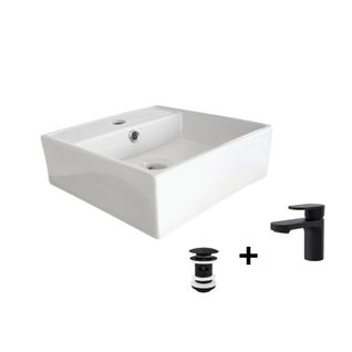Vasque à Poser Carrée Nino + Robinet + Bonde