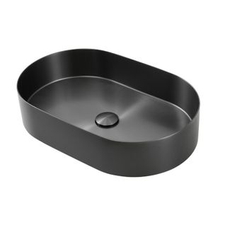 Vasque à Poser Ovale Gunmetal En Inox 55x35 Cm Avec Sa Bonde Assortie
