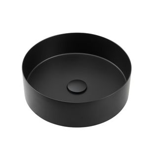 Vasque à Poser Ronde Noire En Inox 36 Cm Avec Sa Bonde Assortie