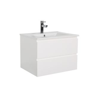 Ensemble Simple Vasque Sorrento 60cm Avec Plan Céramique Et Robinet Chromé