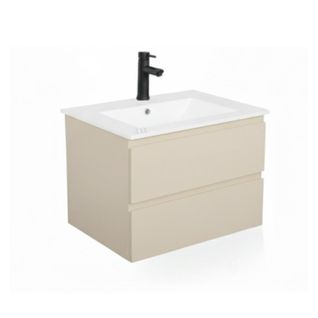 Ensemble Simple Vasque Sorrento 60cm Avec Plan Céramique Et Robinet Noir