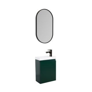 Meuble Lave-mains Lisa + Robinet Noir + Miroir Ovale