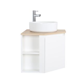 Meuble Sous Vasque D'angle Sorrento Avec Vasque Blanche Et Robinet