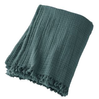 Plaid à Franges 180x220 Cm Gaze De Coton Canard