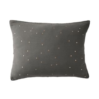 Taie D'oreiller 50x70 Cm Gaze De Coton à Pois Brodés Granit