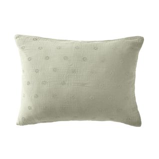 Taie D'oreiller 50x70 Cm Gaze De Coton à Fleurs Vert D'eau