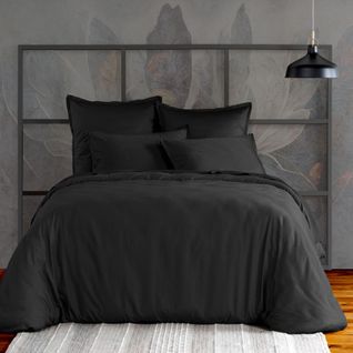 Housse De Couette 240x260 Cm Satin De Coton Noir