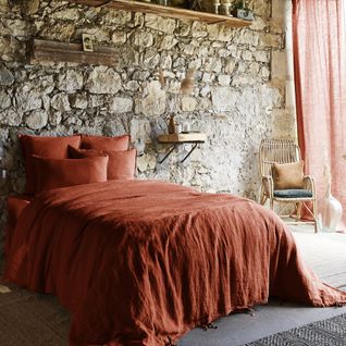 Taie D'oreiller 60x60 Cm Lin Français Paprika