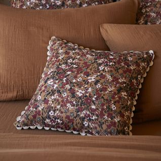 Coussin Avec Croquet 40x40 Cm Gaze De Coton Nora Camel