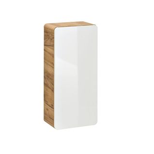 Caisson Meuble Haut De Salle De Bain - Chêne Artisanal Doré Et Blanc Brillant - L35-h75-p22 - Arriba