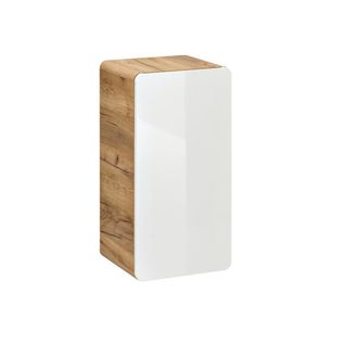 Caisson Meuble Bas De Salle De Bain - Chêne Artisanal Doré Et Blanc Brillant - L35-h65-p32 - Arriba