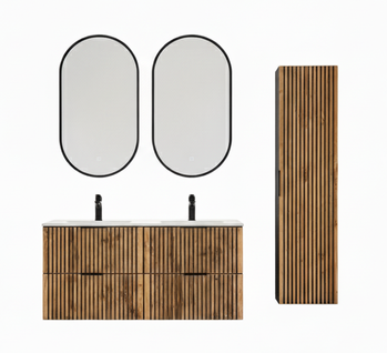 Ensemble Meubles 120 Cm - Lavabo - Colonne - Miroirs LED - Wotania