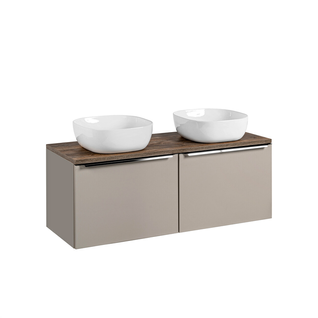 Meubles Sous Vasque - 120 Cm - Avec 2 Vasques à Poser Et Plan - Bold Taupe