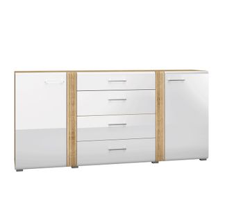 Buffet 4 Tiroirs Et 2 Portes - H.90 X L.42 X L.190 Cm - Adagy - Blanc