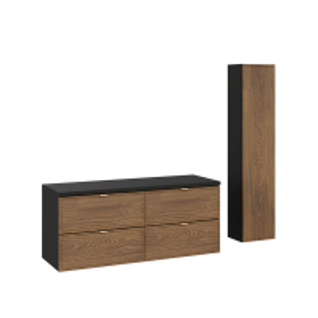 Ensemble De Meubles Sous Vasque - 120 Cm - Avec Plan - Colonne - Mörk