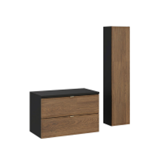 Ensemble De Meubles Sous Vasque - 80 Cm - Avec Plan - Colonne - Mörk