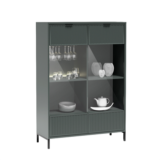 Armoire Vitrine - L.105 X H.150 X P.40 Cm - Stone Green - Denia