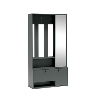 Meuble D’entrée Complet - Avec Penderie, Étagères Chaussures Et Miroir - Sparo Uni - Vert