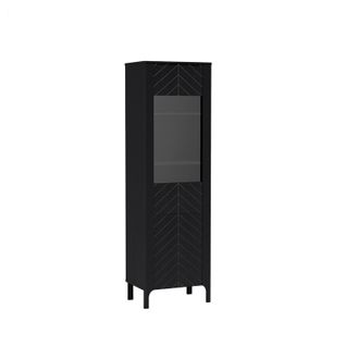 Armoire Vitrine - L.60 X H.197 X P.41 Cm - Amari - Noir