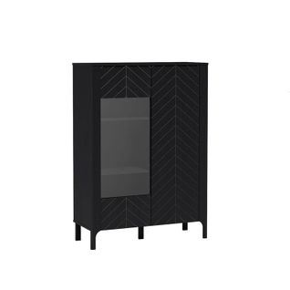 Armoire Vitrine - L.103 X H.145 X P.41 Cm - Amari - Noir