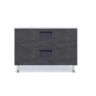 Meuble De Salle De Bain Double Vasque 120cm 2 Tiroirs Ardoise Métallisée - Chelsea