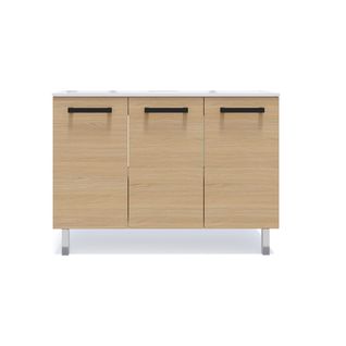 Meuble De Salle De Bain Double Vasque 120cm 3 Portes Chêne - Chelsea