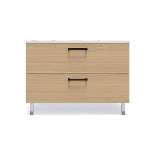 Meuble De Salle De Bain Double Vasque 120cm 2 Tiroirs Chêne - Chelsea