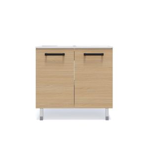 Meuble De Salle De Bain Vasque Intégrée 90cm 2 Portes Chêne - Chelsea