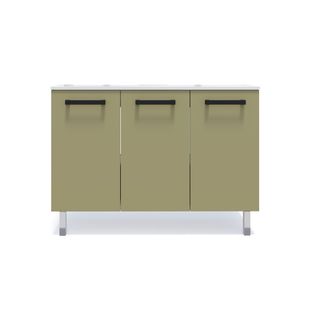Meuble De Salle De Bain Double Vasque 120cm 3 Portes Vert - Chelsea