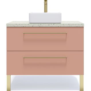 Meuble De Salle De Bain Vasque Posée 90cm 2 Tiroirs Abricot - Glasgow