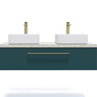 Meuble De Salle De Bain 2 Vasques Posées 120cm 1 Tiroir Bleu - Glasgow