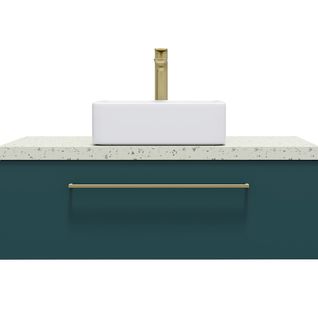 Meuble De Salle De Bain Vasque Posée 90cm 1 Tiroir Bleu - Glasgow