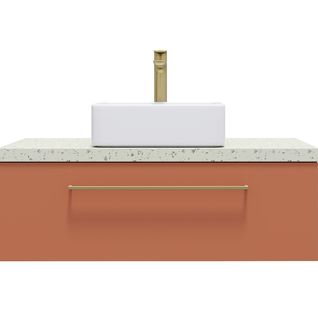 Meuble De Salle De Bain Vasque Posée 90cm 1 Tiroir Terracotta - Glasgow