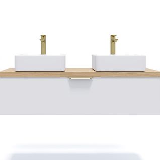 Meuble De Salle De Bain 2 Vasques Posées 120cm 1 Tiroir Blanc - Venice
