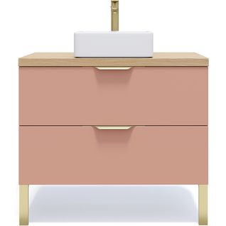 Meuble De Salle De Bain Vasque Posée 90cm 2 Tiroirs Abricot - Venice