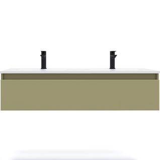 Meuble De Salle De Bain Double Vasque 120cm 1 Tiroir Vert - Hudson
