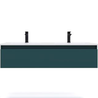 Meuble De Salle De Bain Double Vasque 120cm 1 Tiroir Bleu - Hudson