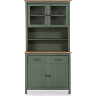 Vaisselier 4 Portes 2 Tiroirs En Pin Massif Vert 90 Cm - Ida