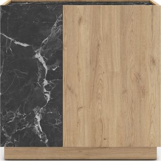 Buffet 2 Portes Effet Bois Et Marbre Noir 80 Cm - Dilan