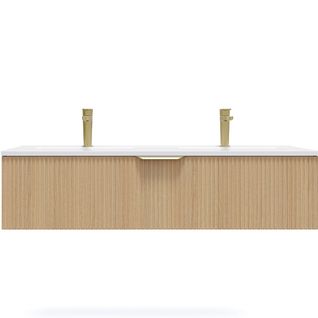 Meuble De Salle De Bain Double Vasque 120cm 1 Tiroir Cannelé - Venice