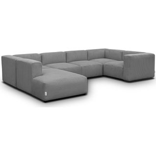 Canapé Modulable Panoramique 9 Places Ouvert à Gauche En Velours Côtelé Gris Clair - Modulo