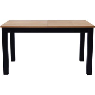Table à Manger Extensible Effet Bois 6/8 Personnes, Piètement Noir 140/180 Cm - Lexi