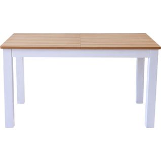Table à Manger Extensible Effet Bois 6/8 Personnes, Piètement Blanc 140/180 Cm - Lexi