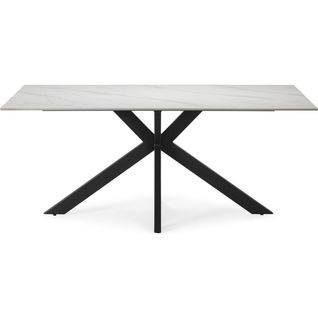 Table à Manger Rectangulaire En Céramique Effet Marbre Blanc 8 Pers. 180 Cm - Svenn