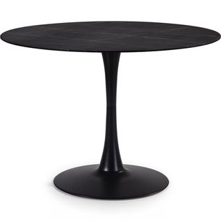 Table à Manger Ronde Effet Marbre Noir 4 Pers. 110 Cm - Prima