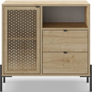 Buffet 1 Porte Et 4 Tiroirs Effet Chêne 84 Cm - Corto