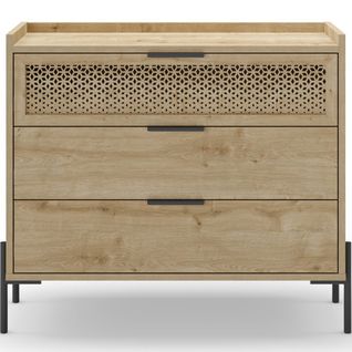 Commode 3 Tiroirs Effet Chêne 90 Cm - Corto