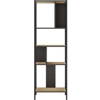 Bibliothèque 4 Niveaux En Métal Noir Et Effet Chêne 58 Cm - Rita